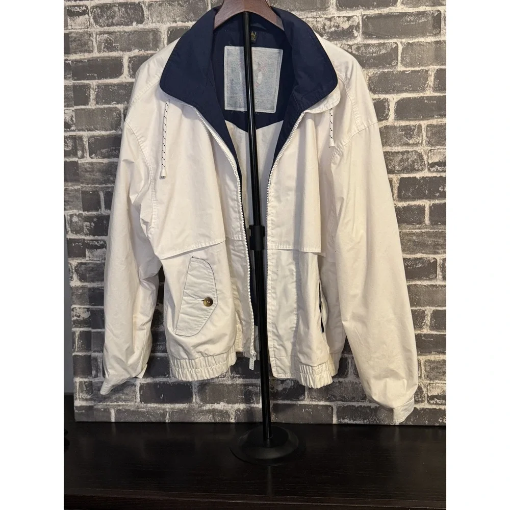 Motion Outerwear Vintage Nautical Windbreaker Jacket Size L White Navy